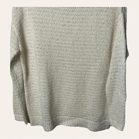 1240. NORDSTROM SIGNATURE CASHMERE/ALPACA/WOOL SWEATER SIZE SMALL CREAM/SEQUINS - Picture 4 of 10